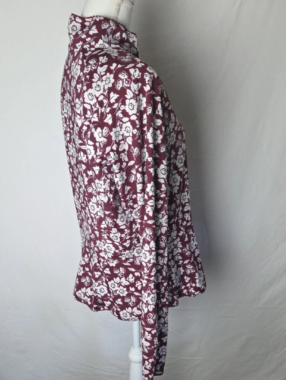 Kate Spade Whimsey Women's Garnet  Floral Half-Zip Pullover Thumbholes Size XL